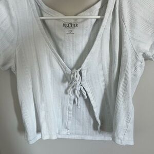 Hollister Light Gray Tie-Front Blouse